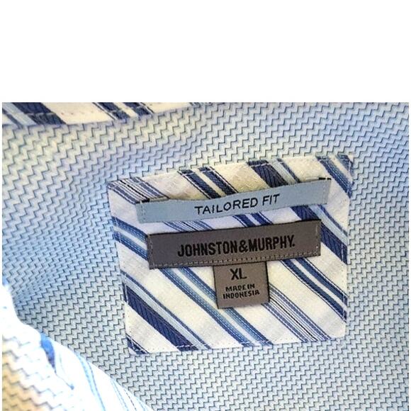 Johnson Murphy Button Down Blue White Tailored Fit Shirt , Sz XL, NEW - Picture 5 of 11